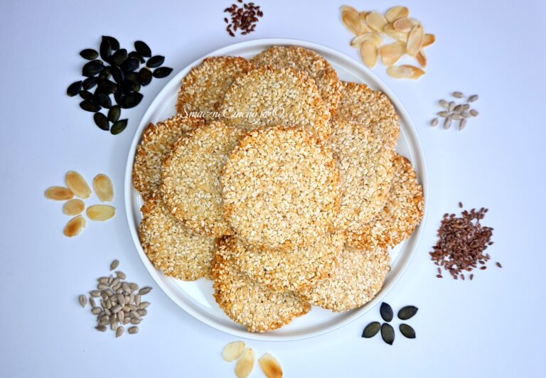 Ciastka sezamowe z białkami bez mąki pszennej i bez proszku do pieczenia