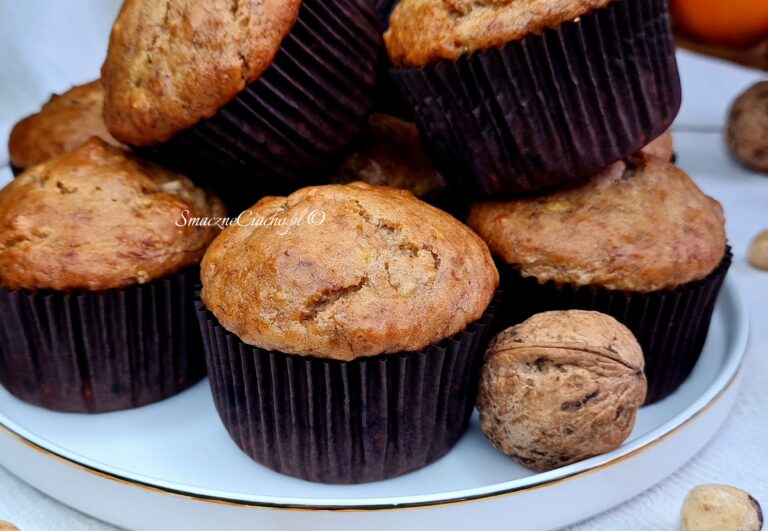 Babeczki bananowo-orzechowe bez jajek, bez masła, bez oleju